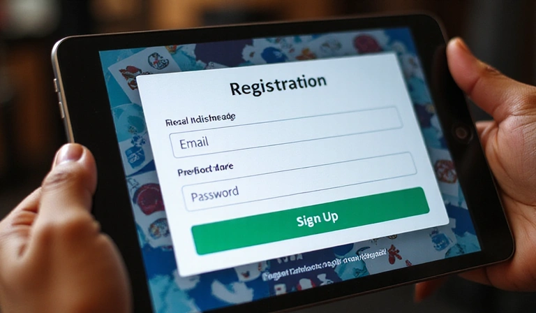 Registration process on a social casino platform