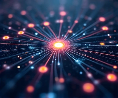 Abstract network nodes connecting, symbolizing data sharing