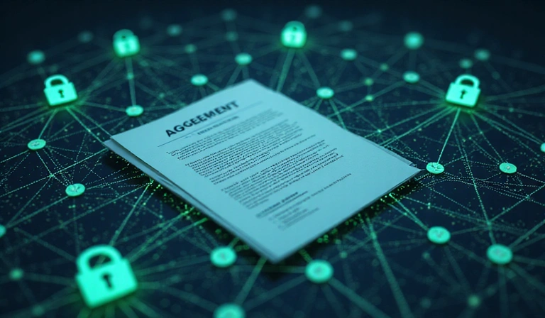 Abstract image representing legal documents and digital security